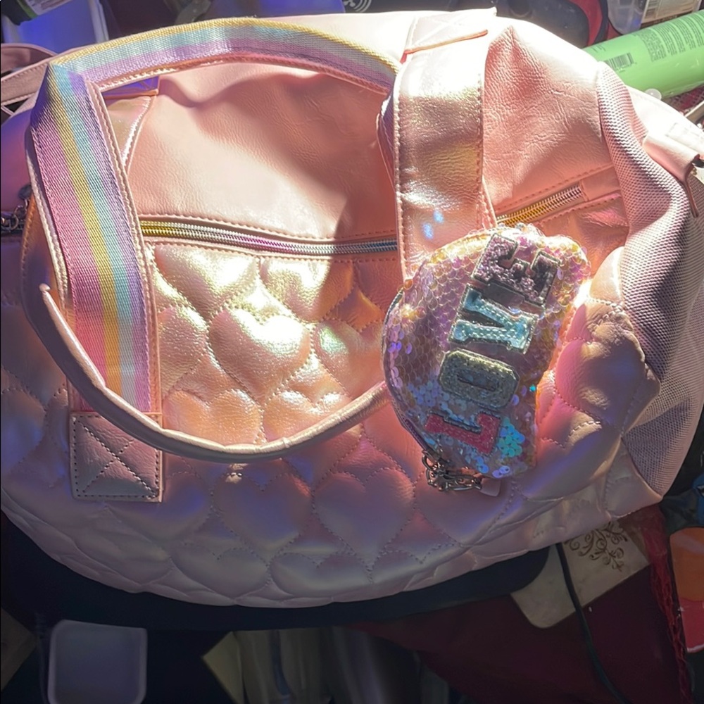 Love Pink Travel Bag with Rainbow Accents